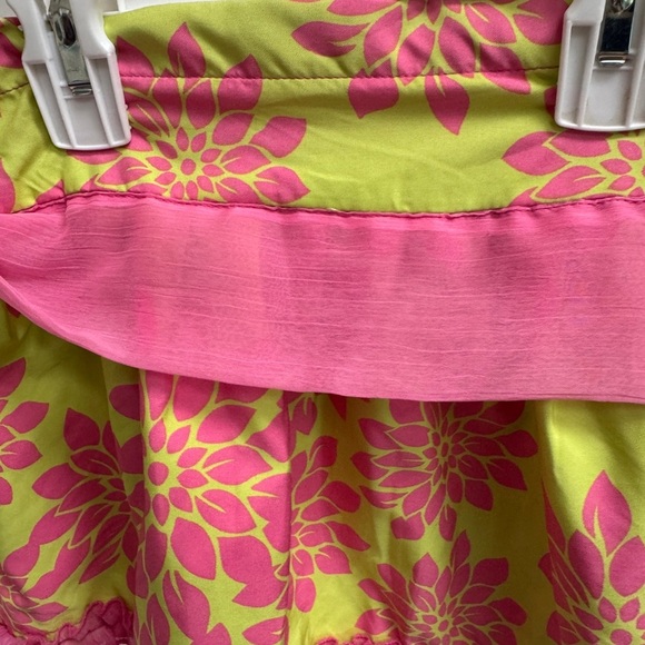 NWOT Trish Scully 3T Girls Floral Pink and Green Side Tie Ruffle Skirt - Picture 5 of 6